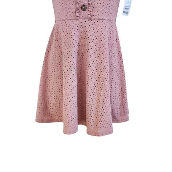Speechless Tie Strap Eyelet Lace Boho Fit & Flare Dress Flowy Pink Size Small - Picture 4 of 9